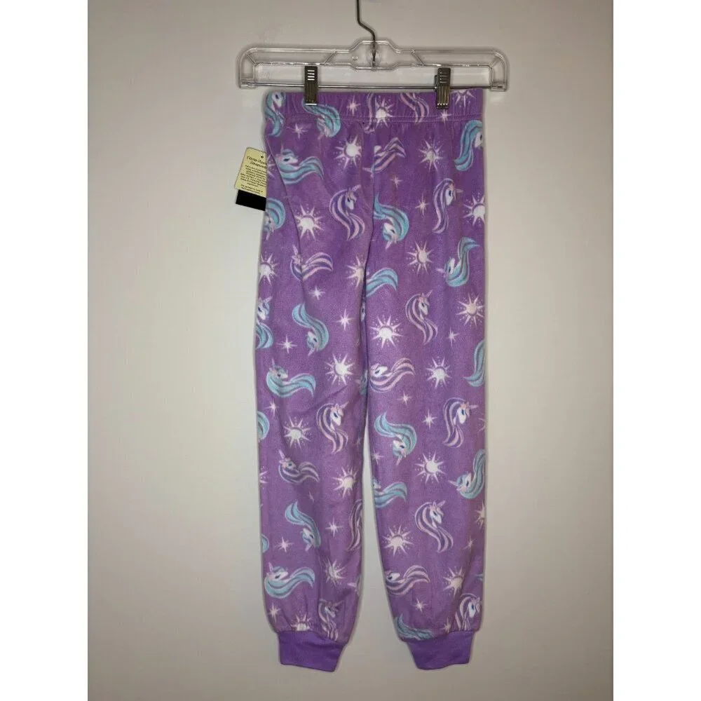 CUDDL DUDS NEW Girls M (7/8) Sleepwear Pants Purple Unicorn Fleece Fuzzy Comfy